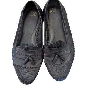 Nunn Bush Men's 12M Black Woven Leather Loafers with Tassels